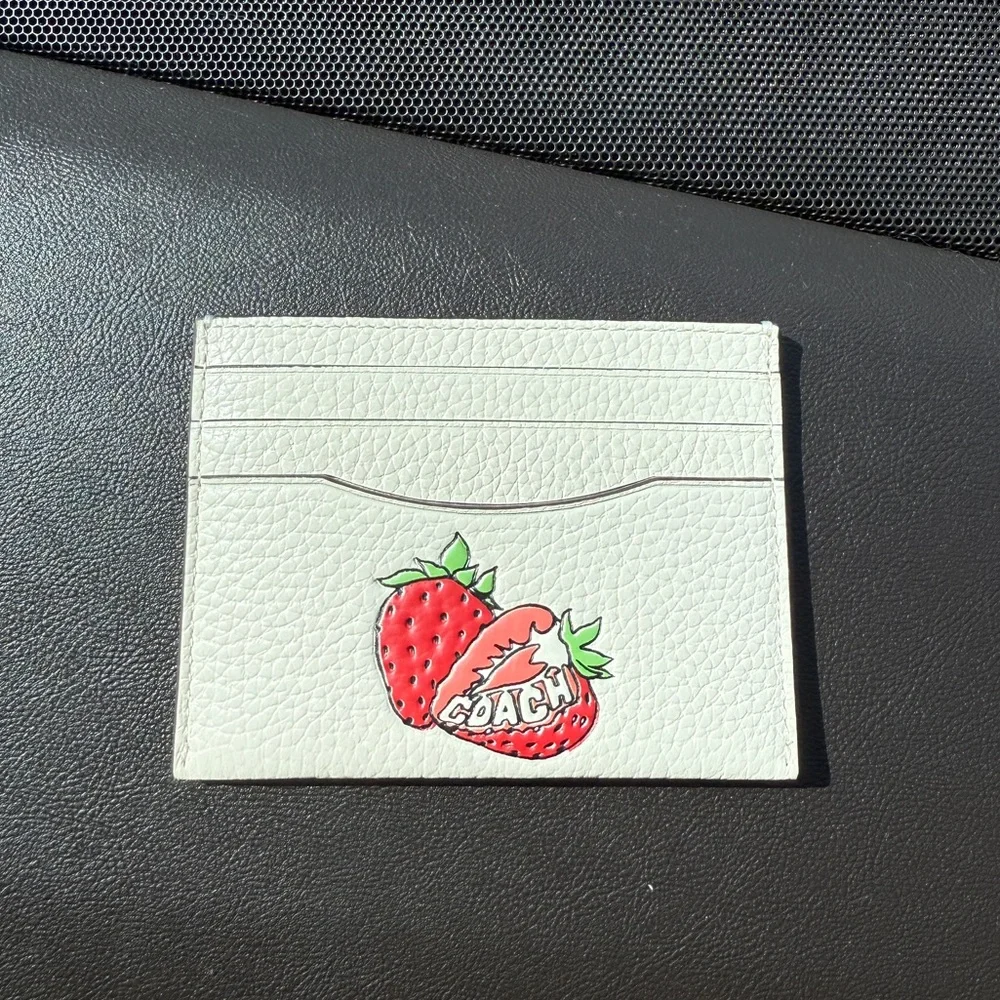 Coach 🍓 Strawberry Print Slim ID Card Case - Picture 3 of 4